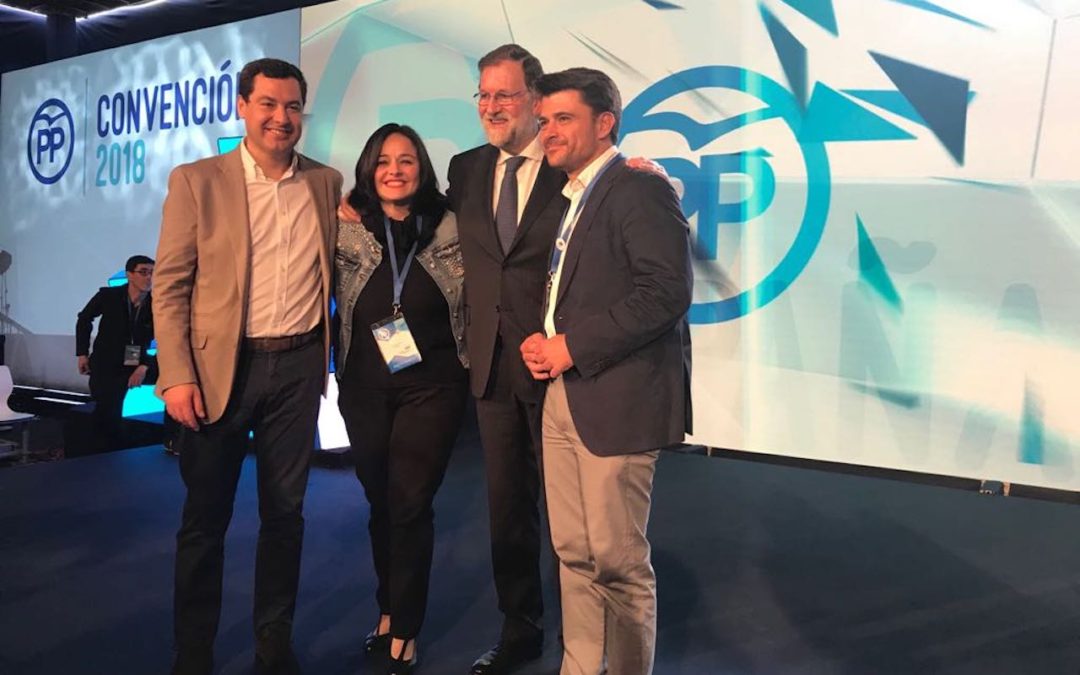 Beltrán Pérez, Mariano Rajoy y Juanma Moreno clausuran la Convención Nacional del PP de Sevilla