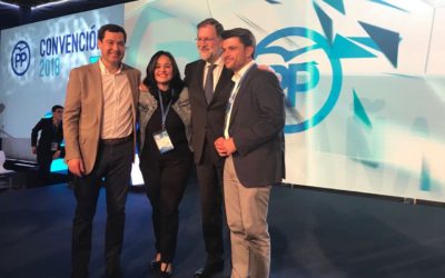 Beltrán Pérez, Mariano Rajoy y Juanma Moreno clausuran la Convención Nacional del PP de Sevilla